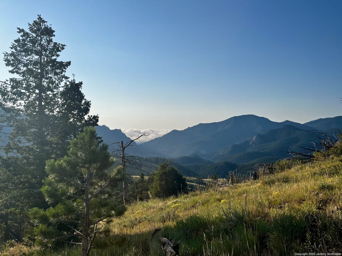 High altitude haze and mountain lines