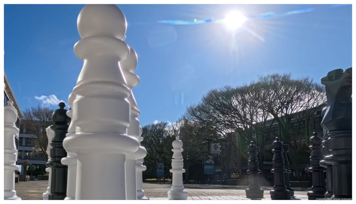 Giant Chess Pieces on a Sunny Day