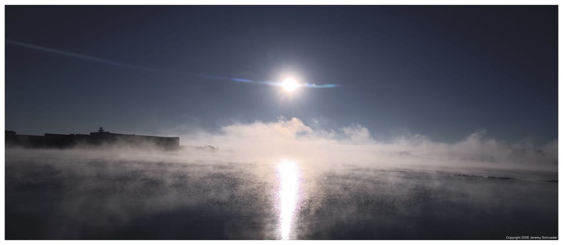 Misted Concrete and Frozen Water