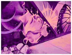 Geometric petals and heavy purple shadows