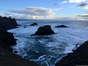 Crashing Foam and Jagged Coastline